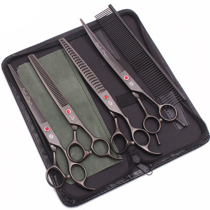 8-inch Purple Dragon Japan 440C Dog Grooming Scissors – Curved Chunker & Thinning Shears with Case (Model Z3015)