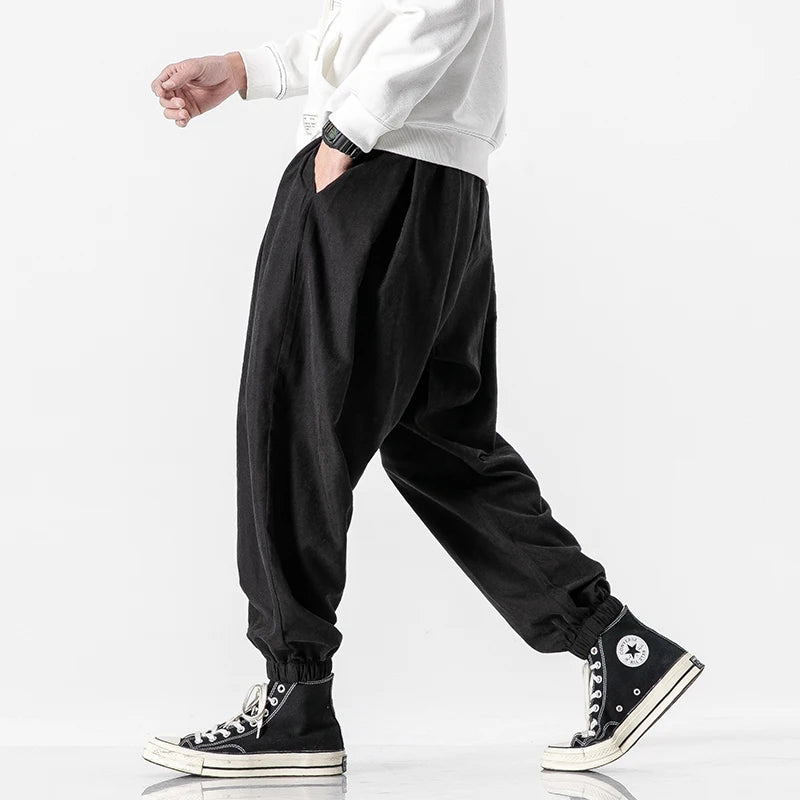 Streetwear Fashion Jogger Pants: Men's Black Hip Hop Harem Trousers - Casual Sweatpants in Big Size 5XL