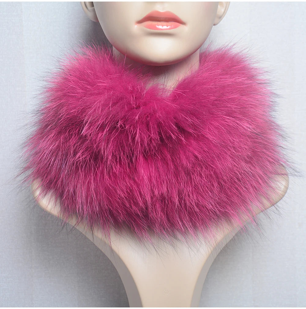 2025 Real Fox Fur Scarf and Headband – Luxury Winter Neck Warmer for Women, 100% Natural Fur, Elastic Ring Muffler