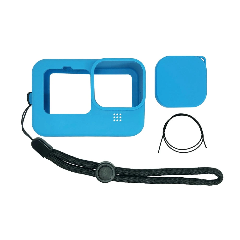 Protective Silicone Case for GoPro Hero 12/11/10/9 Black – Tempered Glass Screen Protector & Lens Cap Cover Accessory