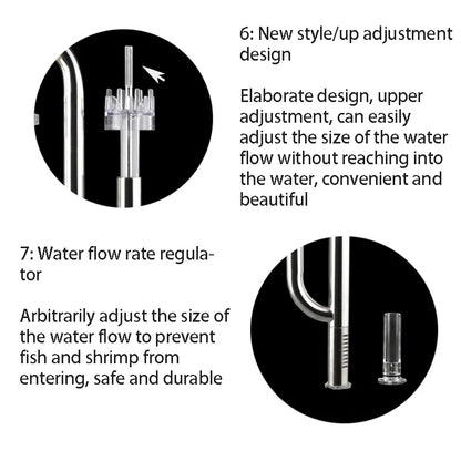 ZRDR Aquarium Filter Accessories – Stainless Steel External Inlet/Outlet Tube & Oil Film Remover for Fish Tanks