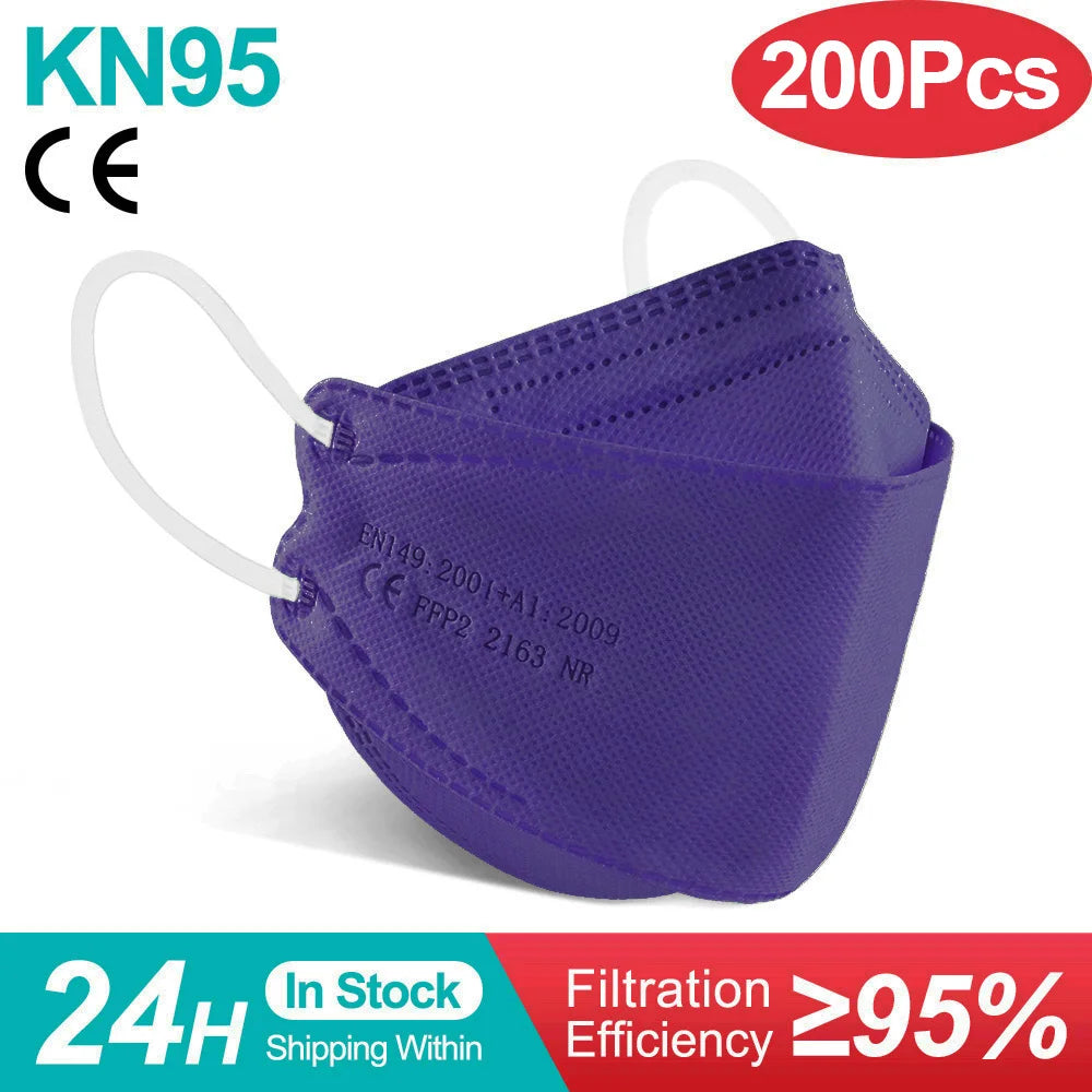Colored FFP2 KN95 Face Masks – 4-Layer Protective Mascarillas, Certified N95/FFP2 Safety Mask