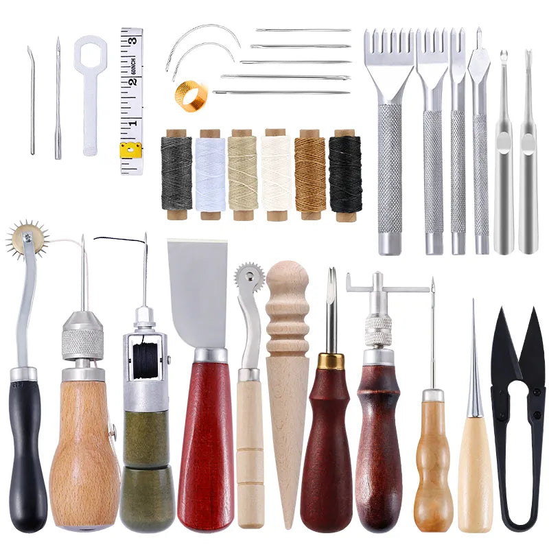IMZAY Leather Manual Sewing Machine: Speedy Stitcher Leather Sewing Tools Kit - Leathercraft Punching Groover Accessories Set