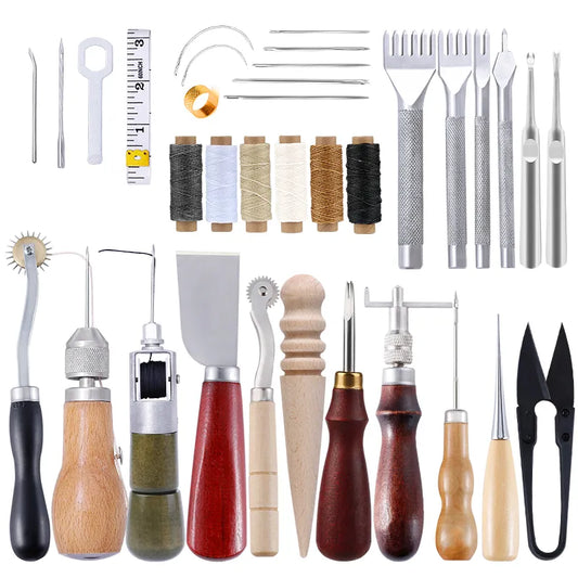 IMZAY Leather Manual Sewing Machine: Speedy Stitcher Leather Sewing Tools Kit - Leathercraft Punching Groover Accessories Set