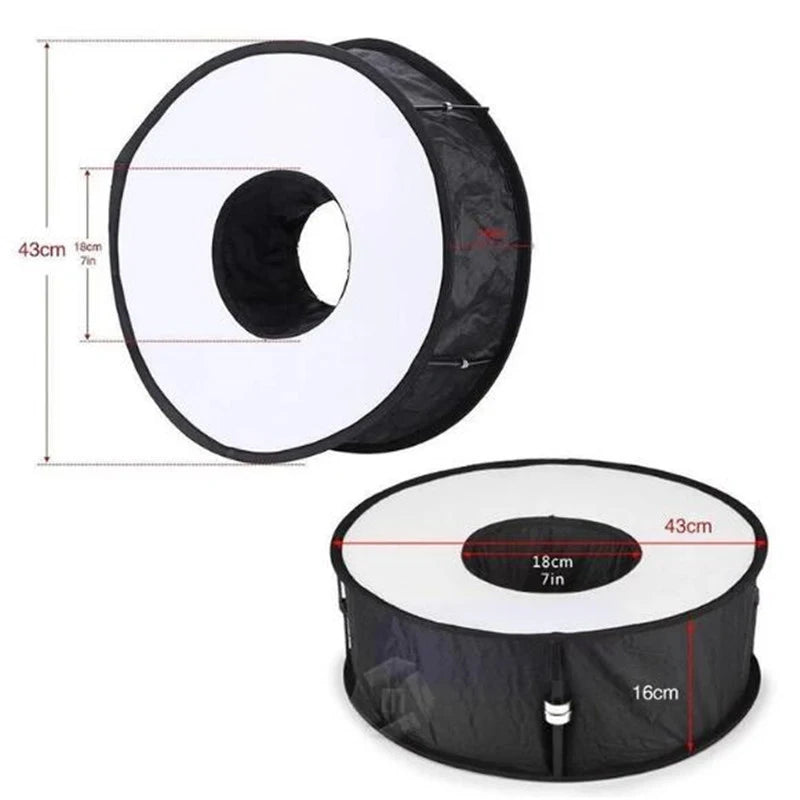 45cm Ring Softbox Speedlight Flash Diffuser - Foldable Soft Box for Canon Nikon Camera Flash Lighting