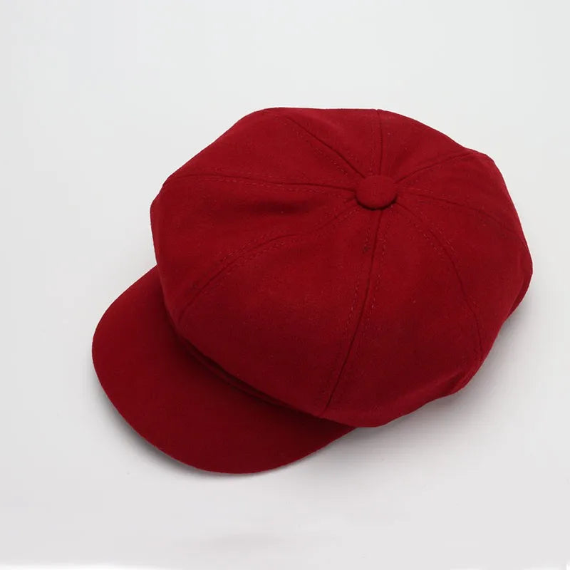 Autumn & Winter Wool Hats for Women – Solid Plain Octagonal Newsboy Cap & Casual Beret for Men & Ladies