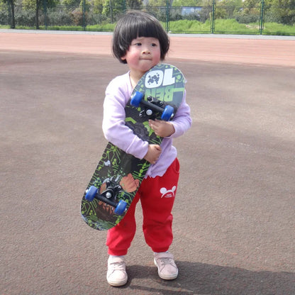 60cm Kids' Beginner Skateboard – Double Rocker Maple Deck with Cartoon Design for Outdoor Fun