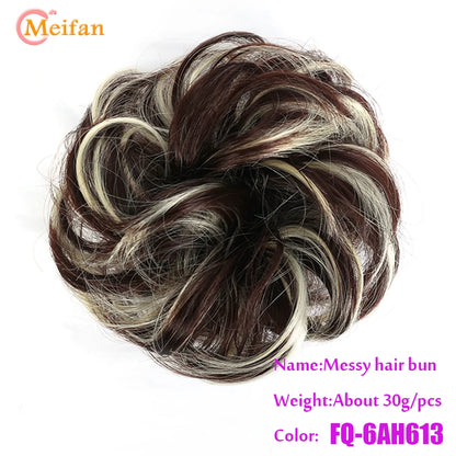 MEIFAN Synthetic Chignon Hair Bun – Elastic Rubber Band Clip-In Updo Ponytail Hair Extension for Women