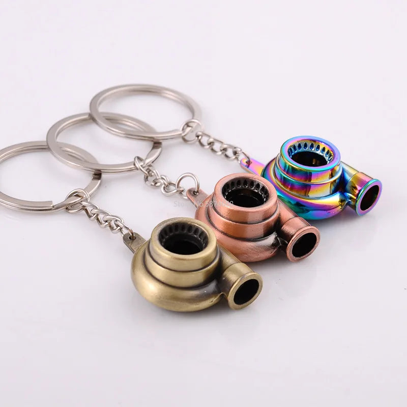 Mini Turbocharger Keychain - Spinning Turbine Keyring for Car Interior Accessories & Key Fob