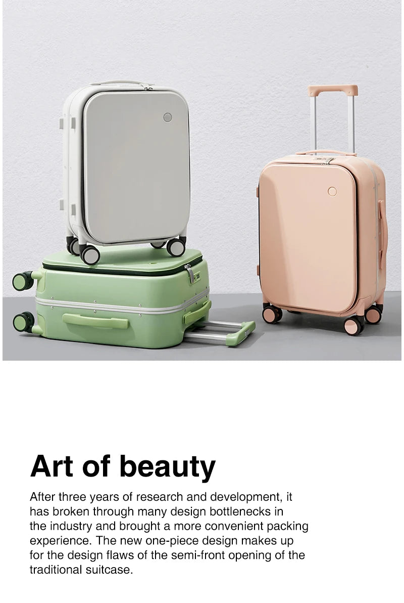 Mixi Aluminum Frame Carry-On Suitcase — Patent Design Rolling Luggage for Cabin, 18/20/24 Inch M9260