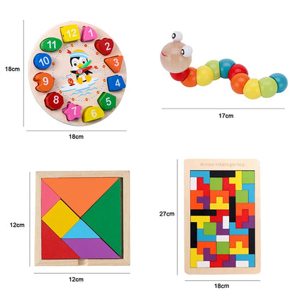 Hot Kids Montessori Wooden Toys – Macaron Blocks, Music Rattles, Colorful Educational Learning Blocks for Babies