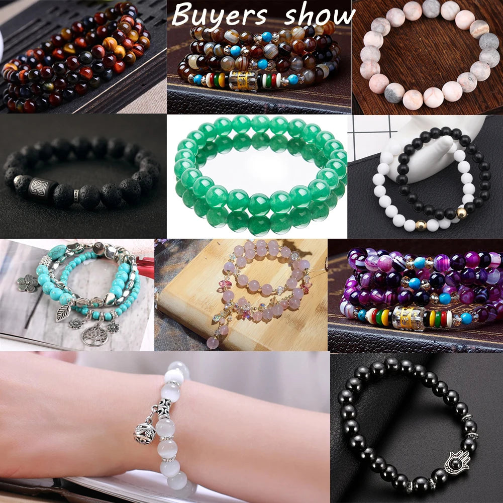 Natural Round Mixed Gemstone Beads — Tiger Eye, Amazonite, Lava, Turquoise, Agate, Jasper & Garnet Spacer Beads for DIY Bracelet