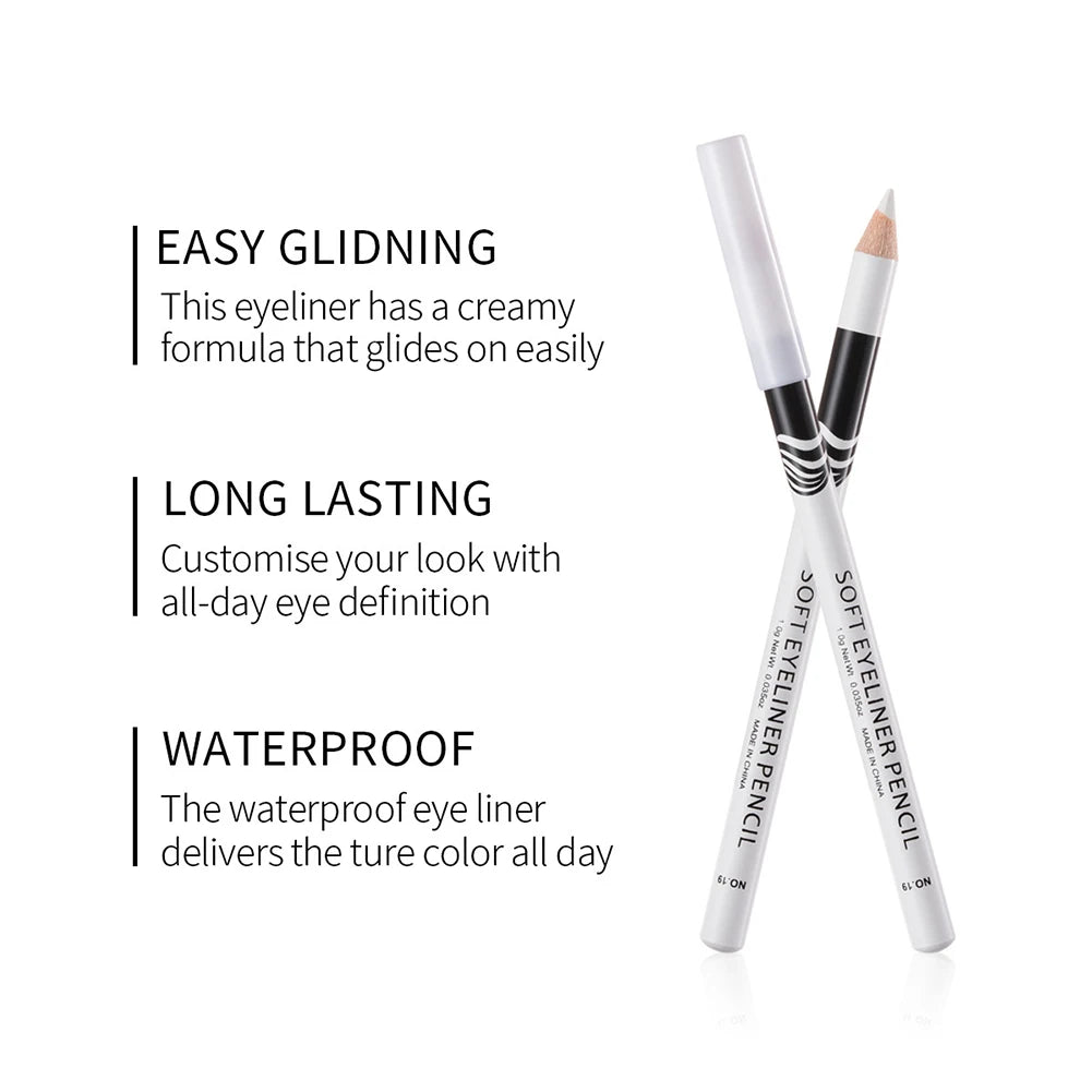 Waterproof White Eyeliner Pencil – Quick-Dry, Long-Lasting No-Bloom Eye Liner Pen for Professional Makeup