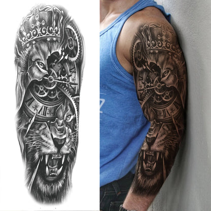 Temporary Tattoo Sleeve - Realistic Full Arm Skull Angel Maori Design Tattoo Sticker for Men & Women