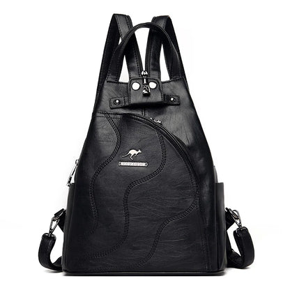 Women's Leather Zipper Backpack - Chest Bag Travel Pack, Ladies' School Bagpack for Teenage Girls, Sac A Dos