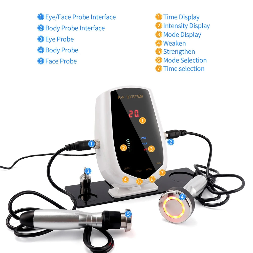 5MHz Radio Frequency RF Lifting Machine – Tripolar RF Facial and Body Device for Skin Tightening, Eye Care, and Neck Wrinkle Removal