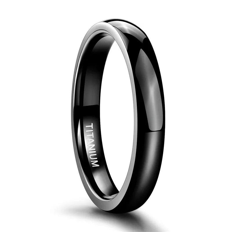 TIGRADE Titanium Wedding Band Rings - 2/4/6/8mm Polished Classic Engagement Rings for Men & Women in Black & Silver