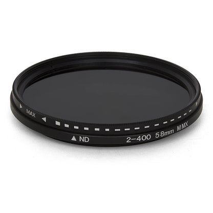 Adjustable ND Filter ND2–ND400 — Variable Neutral Density Fader for Camera Lens (37–82mm)