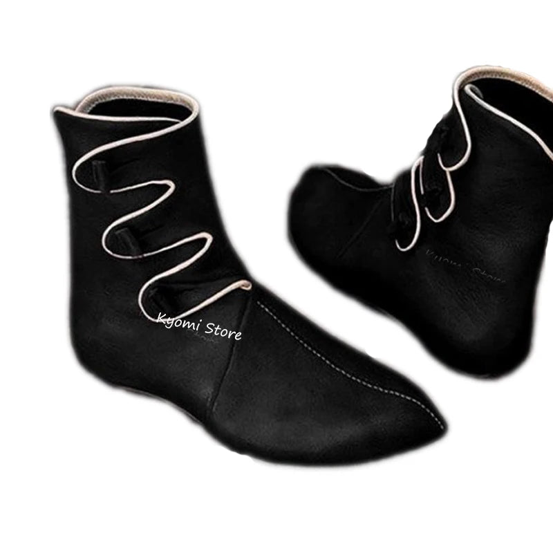Medieval Viking PU Leather Boots - Pirate Paladin Knight Prince Cosplay Shoes for Men