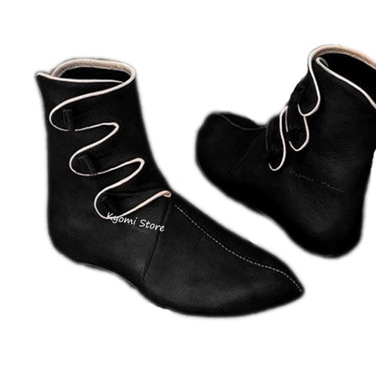 Medieval Viking PU Leather Boots - Pirate Paladin Knight Prince Cosplay Shoes for Men