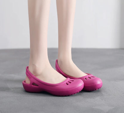 RYAMAG Women’s Clogs Jelly Sandals – Non-Slip Summer Hole Shoes, Waterproof EVA Flat Slippers for Home & Garden