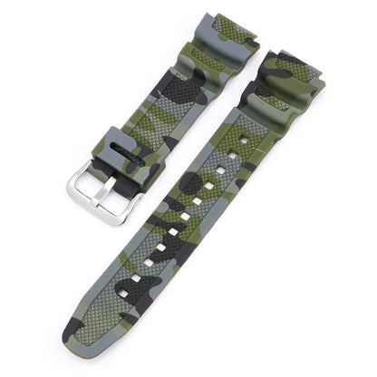 18mm Camouflage Silicone Watch Strap for Casio G-Shock AQ-S810W AE-1000W AE-1200/1300 SGW-300 W-215 F-108 - Sport Replacement Band