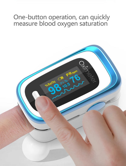 KIUZOU Finger Pulse Oximeter – SPO2, PR, PI, RR Blood Oxygen Saturation & Heart Rate Monitor, OLED Display