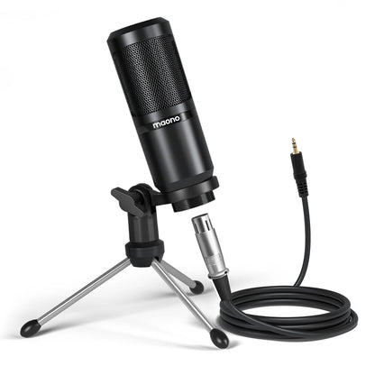 Maono PM360TR Condenser Podcast Microphone – 3.5mm Mic for Computer, Laptop, Phone, Sound Card, YouTube, Gaming & Recording