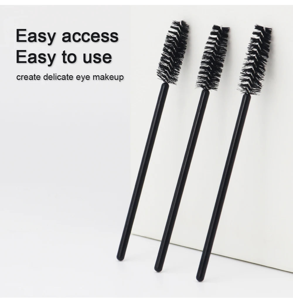 ANNAFRIS 50pcs Disposable Eyelash & Eyebrow Brushes — Soft Crystal Lash Extension Mascara Wands Makeup Tools