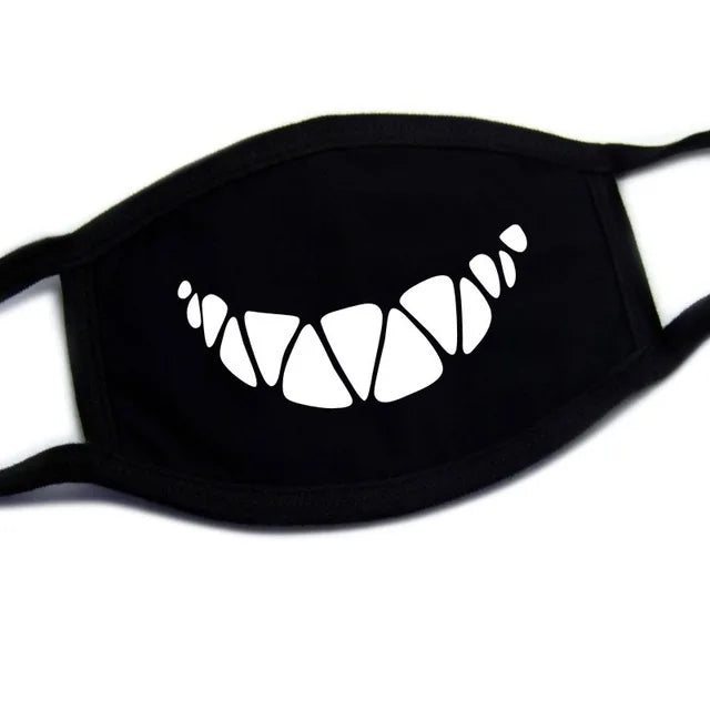 Kawaii Anime Expression Cotton Face Mask – Breathable Smile Mouth Muffle for Unisex Korean Style