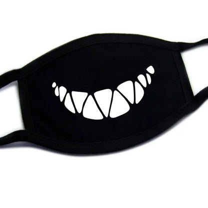 Kawaii Anime Expression Cotton Face Mask – Breathable Smile Mouth Muffle for Unisex Korean Style