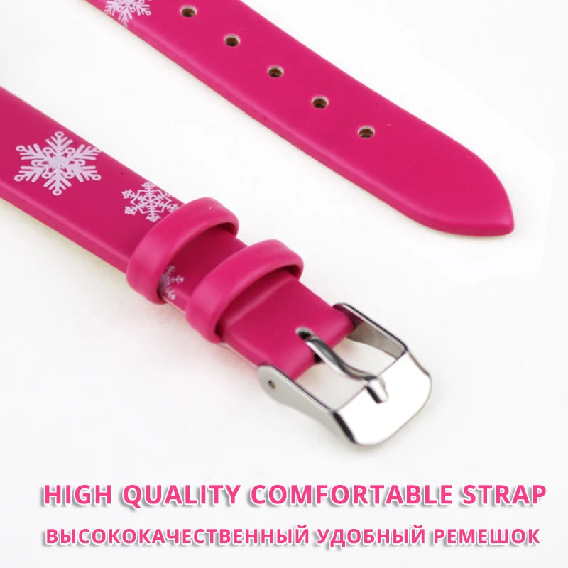New Princess Elsa Girls Watch – Cute Frozen Cartoon Wristwatch with Leather Strap, Kids Gift Clock