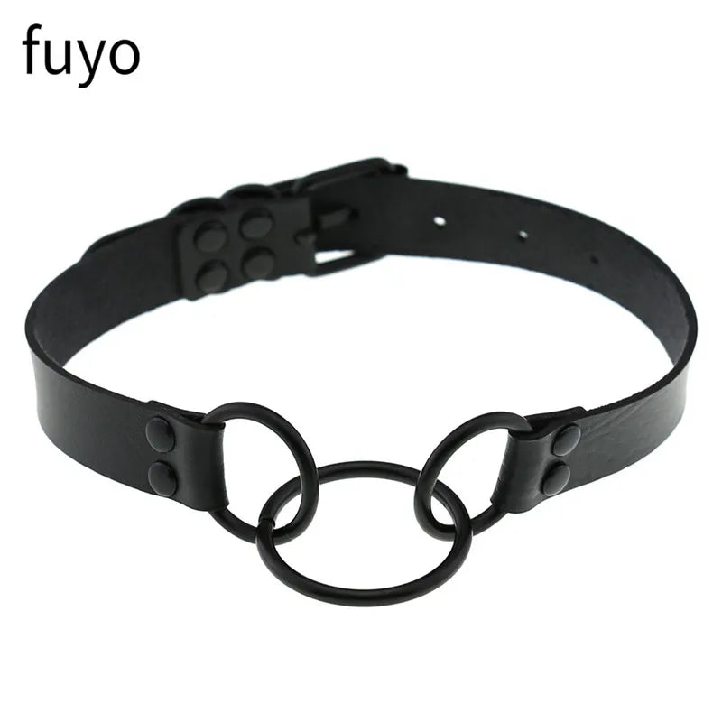 Black Cross Gothic Punk PU Leather Choker – Rock Necklace Jewelry for Women and Men