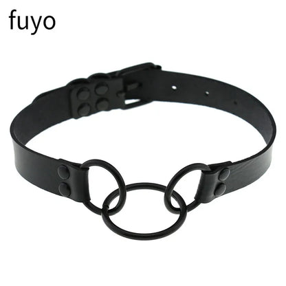 Black Cross Gothic Punk PU Leather Choker – Rock Necklace Jewelry for Women and Men