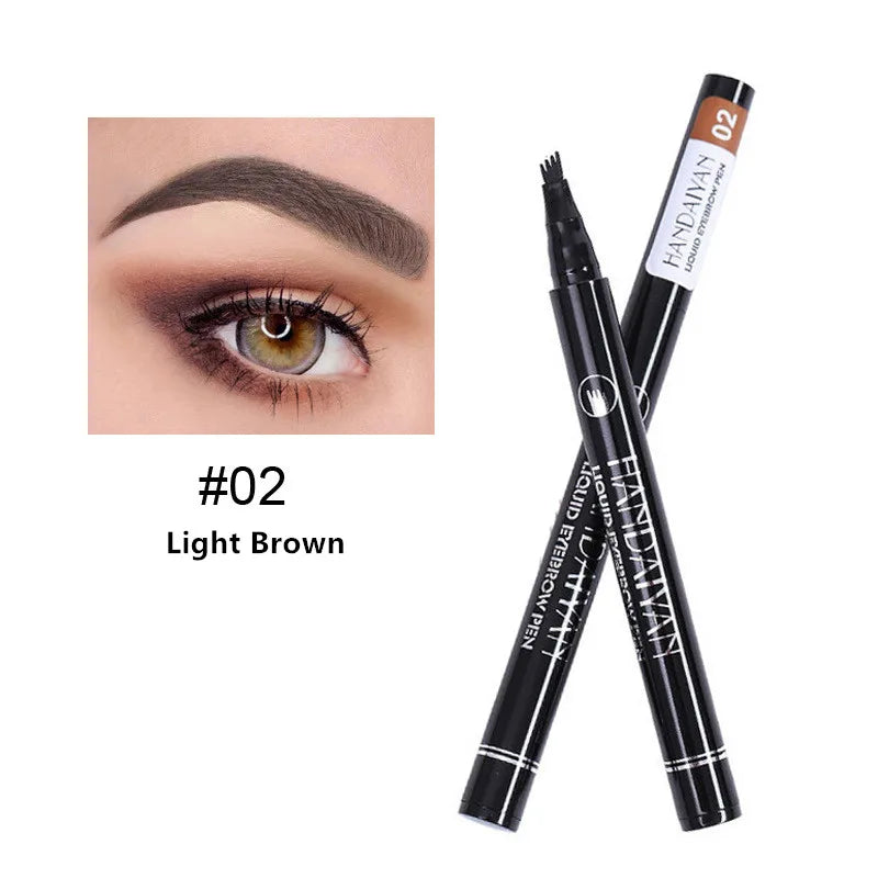 4D Microblading Eyebrow Pen – 4-Fork Tip Waterproof Long-Lasting Eyebrow Tattoo Pencil for Natural Fine Hair-Like Makeup