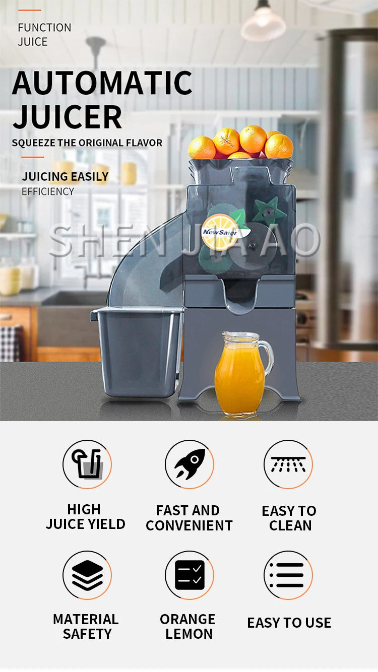 Commercial Lemon & Kumquat Juicer — 110/220V Fully Automatic 100W Multifunctional Fruit Juicer 1000C-1 with Residue Collector