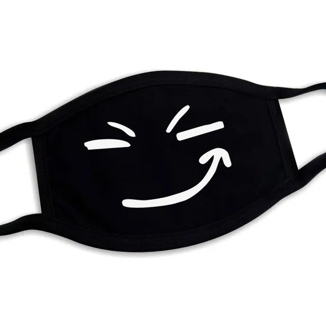 Kawaii Anime Expression Cotton Face Mask – Breathable Smile Mouth Muffle for Unisex Korean Style
