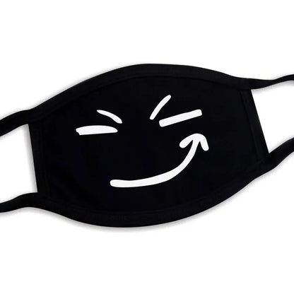 Kawaii Anime Expression Cotton Face Mask – Breathable Smile Mouth Muffle for Unisex Korean Style