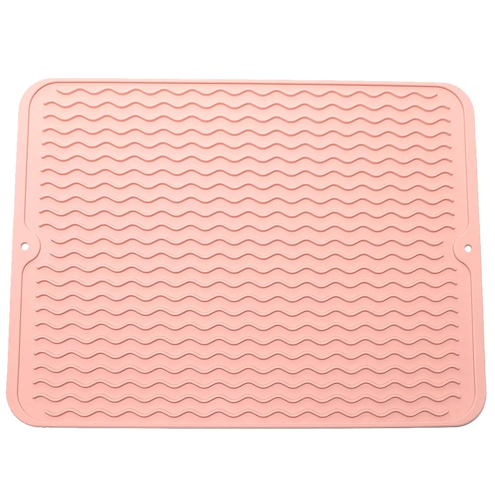 Silicone Dish Drying Mat 40x30cm | Large Countertop & Sink Draining Mat, Heat-Resistant Trivet