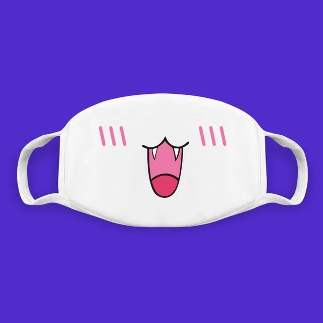 Kawaii Anime Expression Cotton Face Mask – Breathable Smile Mouth Muffle for Unisex Korean Style