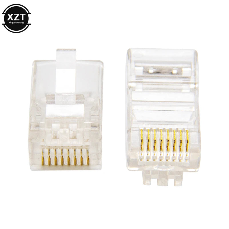 50/100 PCS RJ45 Modular Plugs — 8P8C Cat5 LAN Network Connectors | Professional High-Quality Ethernet Plugs