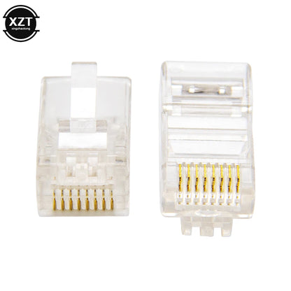 50/100 PCS RJ45 Modular Plugs — 8P8C Cat5 LAN Network Connectors | Professional High-Quality Ethernet Plugs