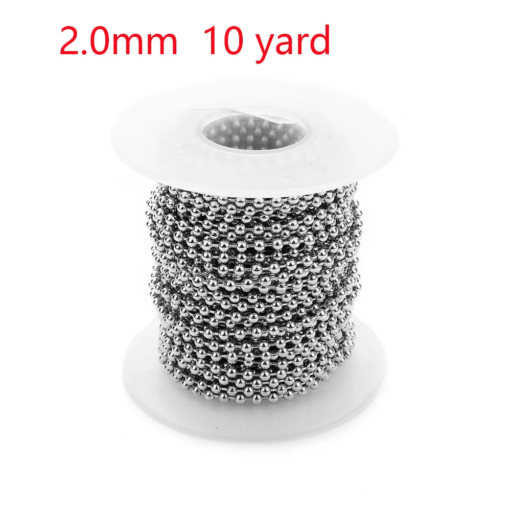 Stainless Steel Beaded Ball Chain - 1.5mm 2mm 2.4mm Bulk Jewelry Chain for DIY Necklaces & Craft Making Supplies