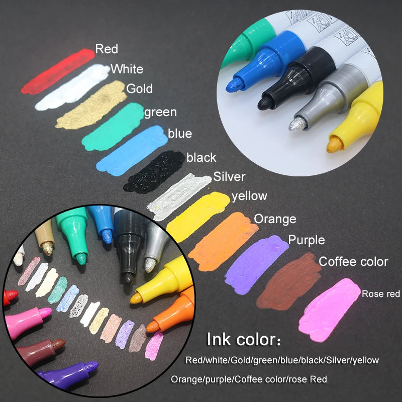 Waterproof Car Tire Paint Marker – Permanent Oily Pen for Graffiti & Tread Repair