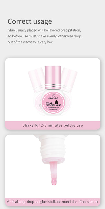GLAMLASH Eyelash Extension Glue — Black Adhesive Kit for Individual False Lashes, 0.3–2 Sec Dry Time, Professional Use