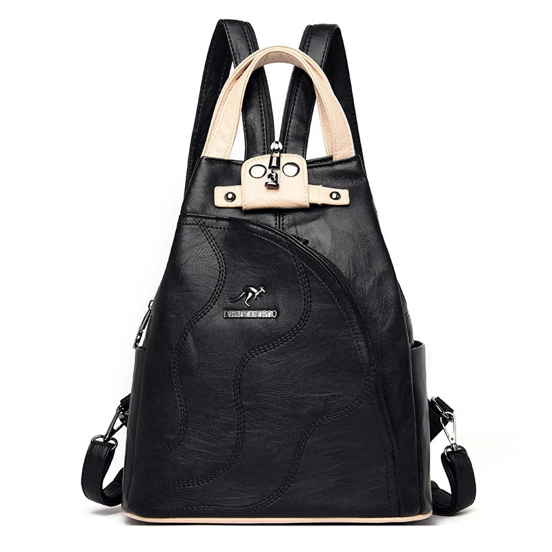 Women's Leather Zipper Backpack - Chest Bag Travel Pack, Ladies' School Bagpack for Teenage Girls, Sac A Dos