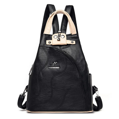 Women's Leather Zipper Backpack - Chest Bag Travel Pack, Ladies' School Bagpack for Teenage Girls, Sac A Dos