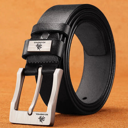 Genuine Leather Men's Belt - High Quality Cowhide Buckle Jeans Belt Casual Business Cowboy Waistband Fashion Accessory