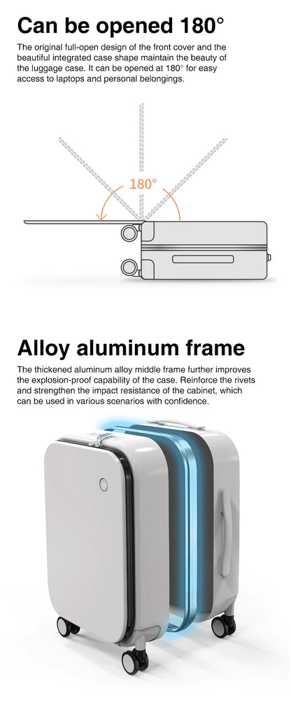 Mixi Aluminum Frame Carry-On Suitcase — Patent Design Rolling Luggage for Cabin, 18/20/24 Inch M9260