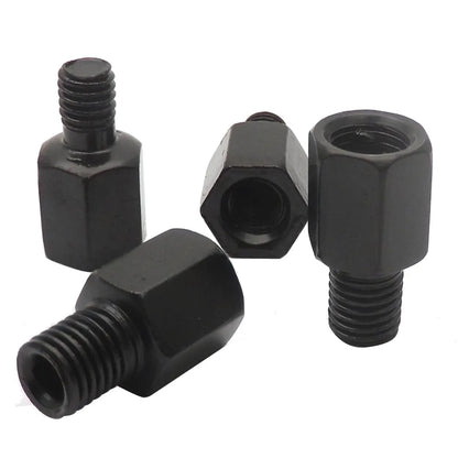 Pair Black Motorcycle Mirror Adapters M10 & M8 – 8mm/10mm Rearview Mirror Conversion Bolts, Left & Right Thread
